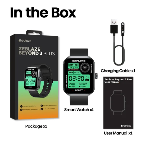 New Zeblaze Beyond 3 Plus GPS Smart Watch 1.78'' AMOLED Display Built-in Amazon Alexa Make/Receive Phone Calls 3ATM Smartwatch - Imagem 6